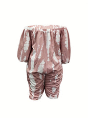  Off Shoulder Tie Dye Sleeve Romper