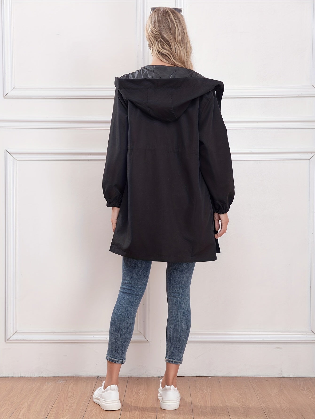 Drawstring Waist Hooded Jacket Women's Outerwear