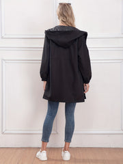 Drawstring Waist Hooded Jacket Women's Outerwear