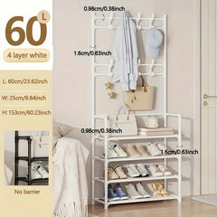 Coat Rack Shoe Storage Shelf Vertical Hanging Clothes Stand