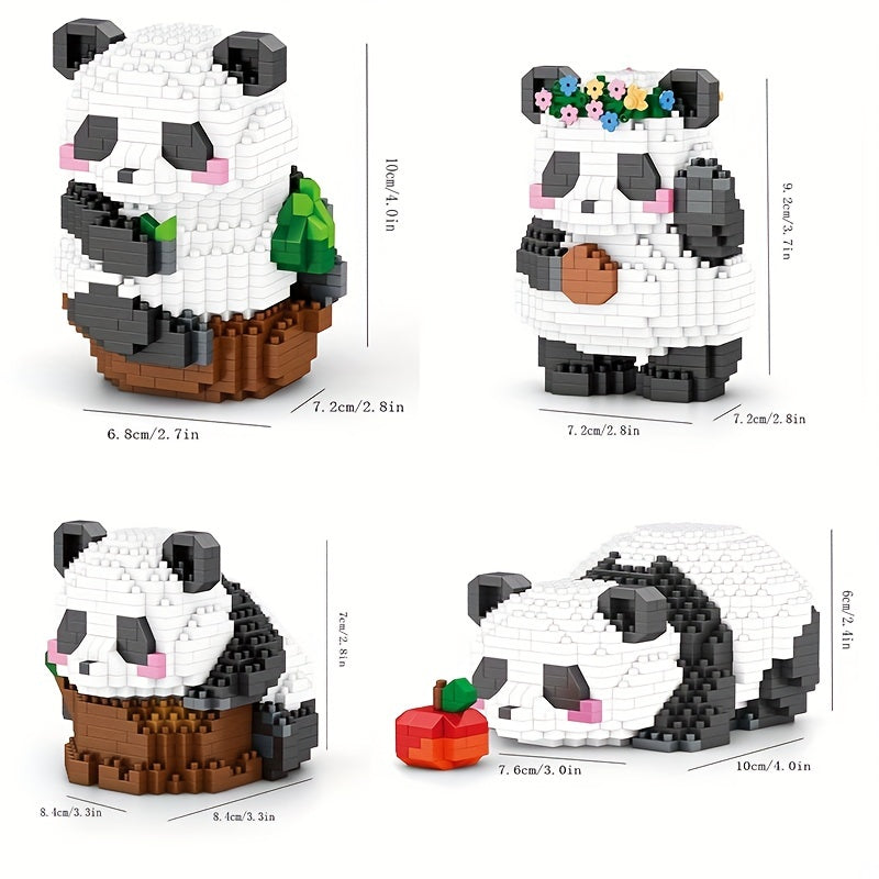 14 Styles Panda Orchid Flower Building Blocks Model Bricks Toy