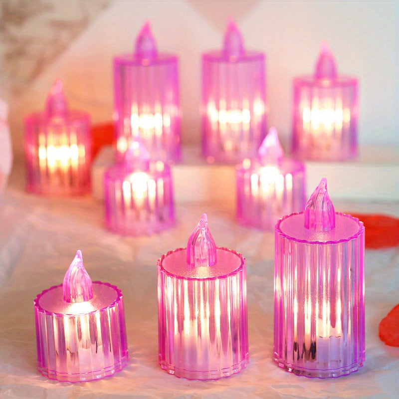 Yellow Purple Projection Candle Light LED Flameless Candle Lamp
