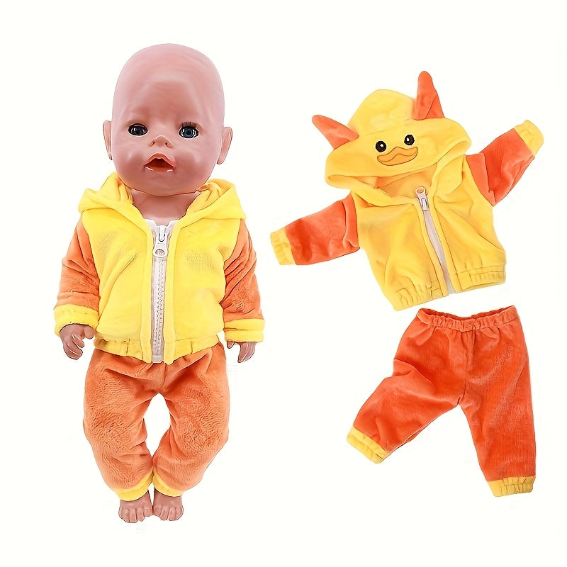 Plush Doll Bear Hoodie & Pants Set Soft Fabric Ideal Gift for Kids