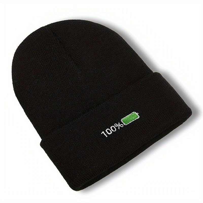 Embroidered Knitted Beanie Hat for Winter Outdoor Activities