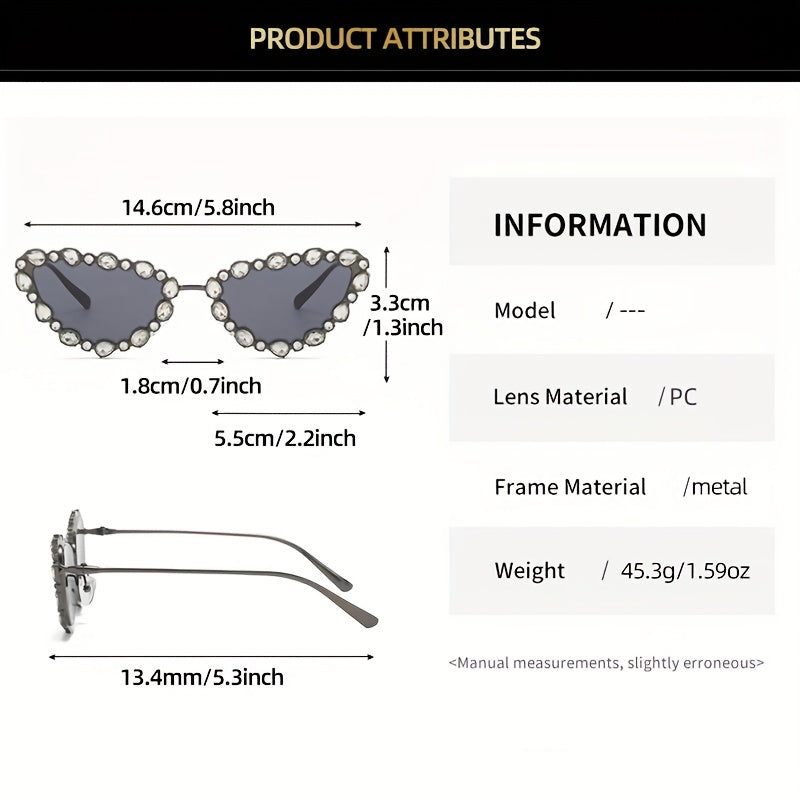 Rhinestone Decor Sunglasses Metal Frame UV400
