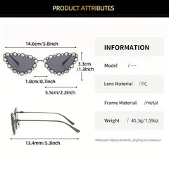 Rhinestone Decor Sunglasses Metal Frame UV400