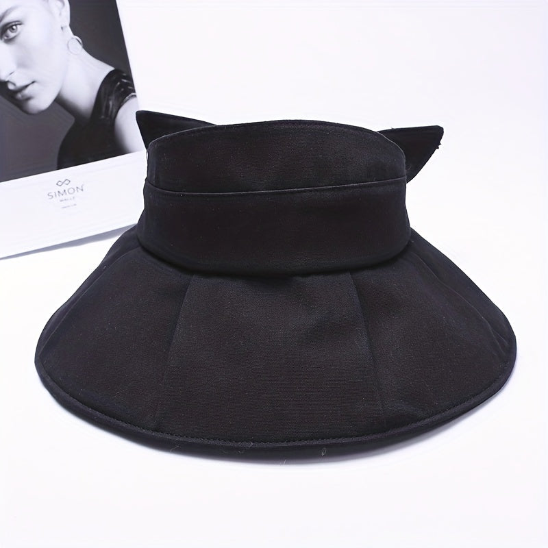 Bow Foldable Visor Sun Hat Solid Sunscreen Beach Hats Summer Vacation