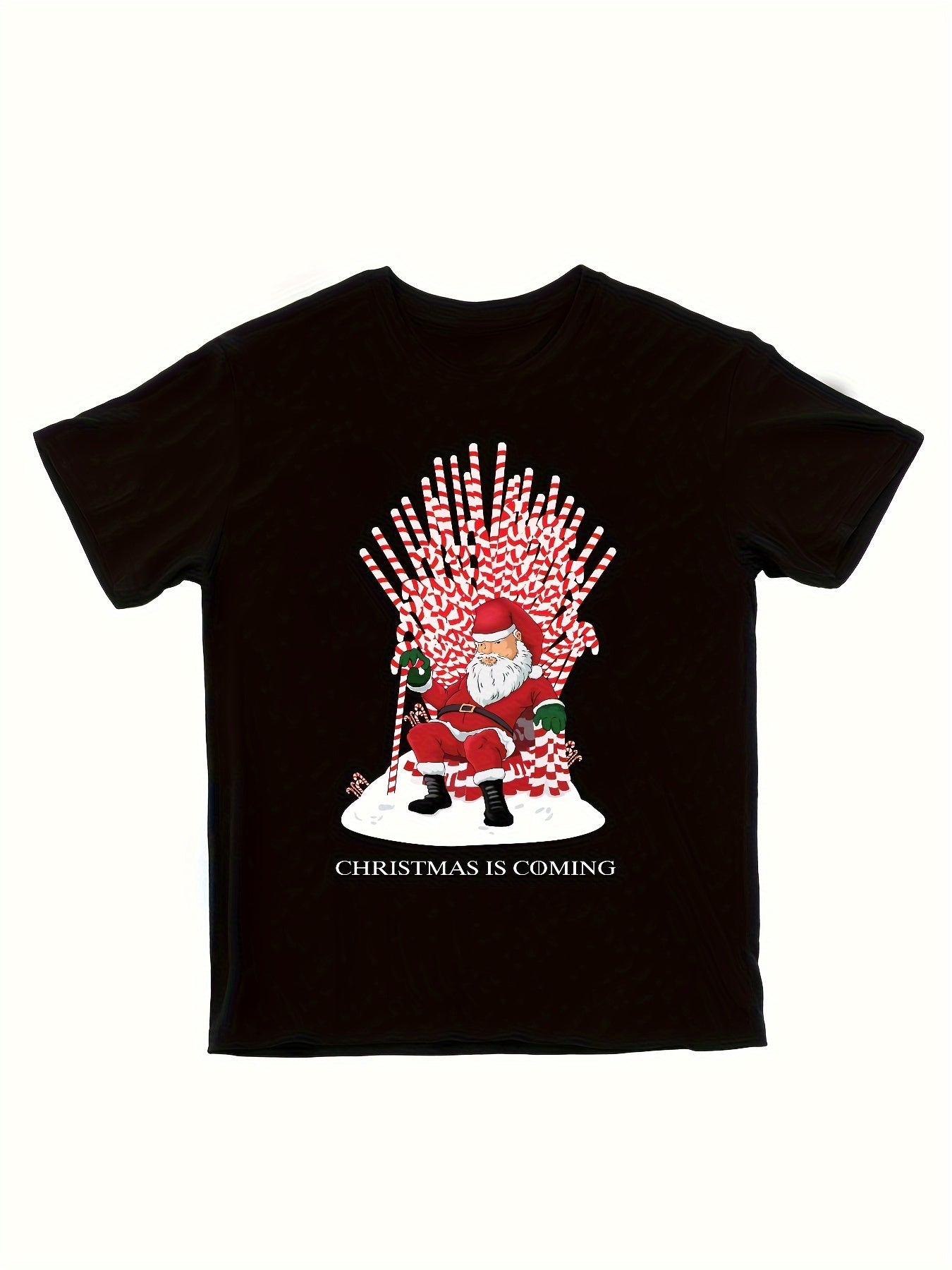 Santa Claus Pattern Print Men's Short Sleeve Comfy T-shirt