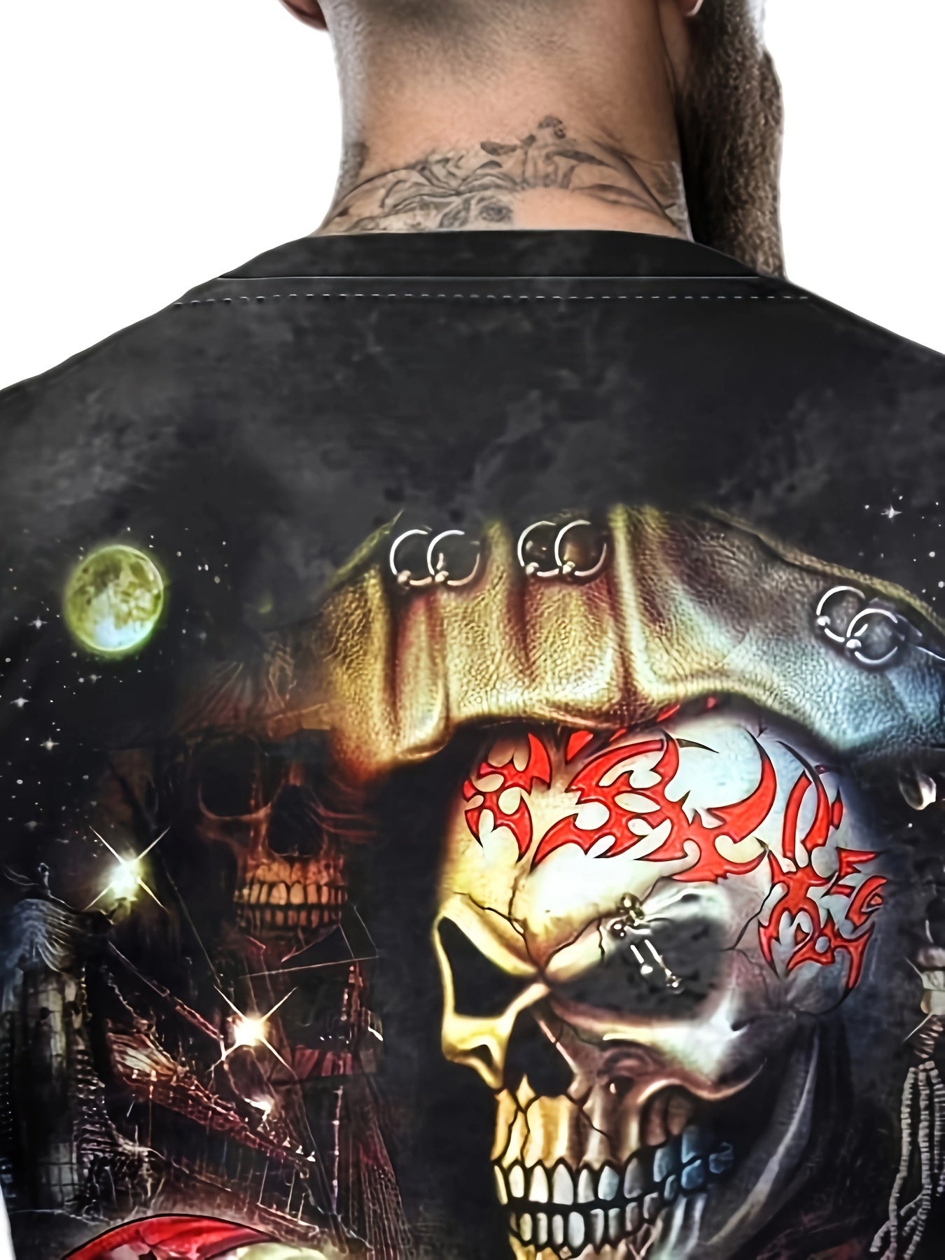 Skull 3D Pattern Print Men's Short Sleeve T-shirt Graphic Tee
