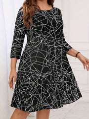  Stripe Print A Line Dress