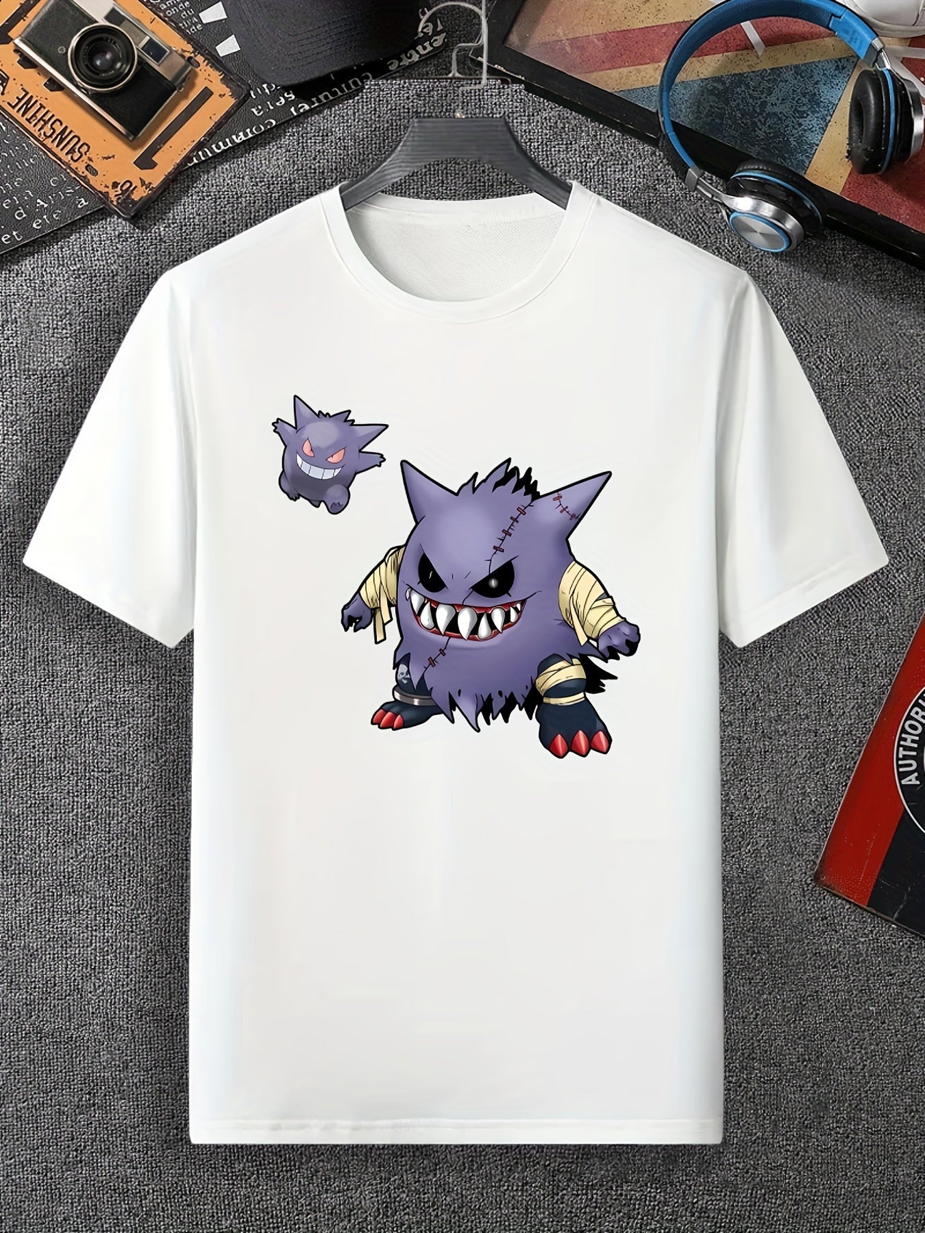 Little Monster Print Men's Comfy T shirt Active Slightly Stretch