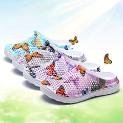 Women's Butterfly Printed Clogs Non Slip Slide Shoes Casual Outdoor Clogs