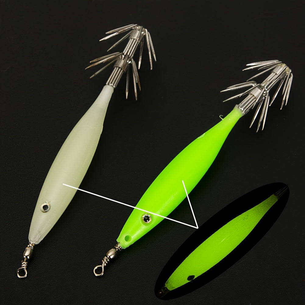 5pcs Luminous Squid Jig Bait with Squid Hook Fishing Tackle