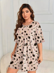  Cow Print Short Sleeve Nightdress