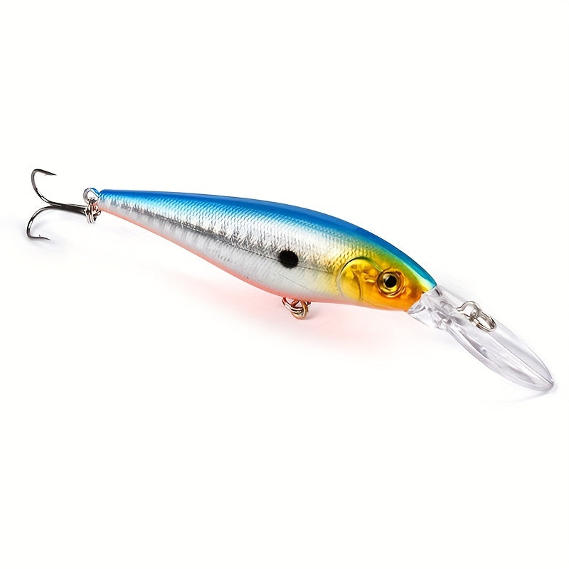 Floating Minnow Fishing Lure Long Tongue Crankbait Treble Hooks Bass Pike Tackle