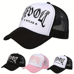 Gothic Letter Print Mesh Trucker Hat Baseball Cap for Women & Men