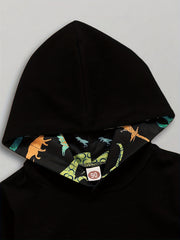 Boy's Dino Print Hoodie & Pants Set for Spring Fall