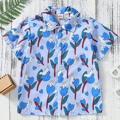 Boys Rabbit Print Shirt Hawaiian Style Beach Summer Clothes