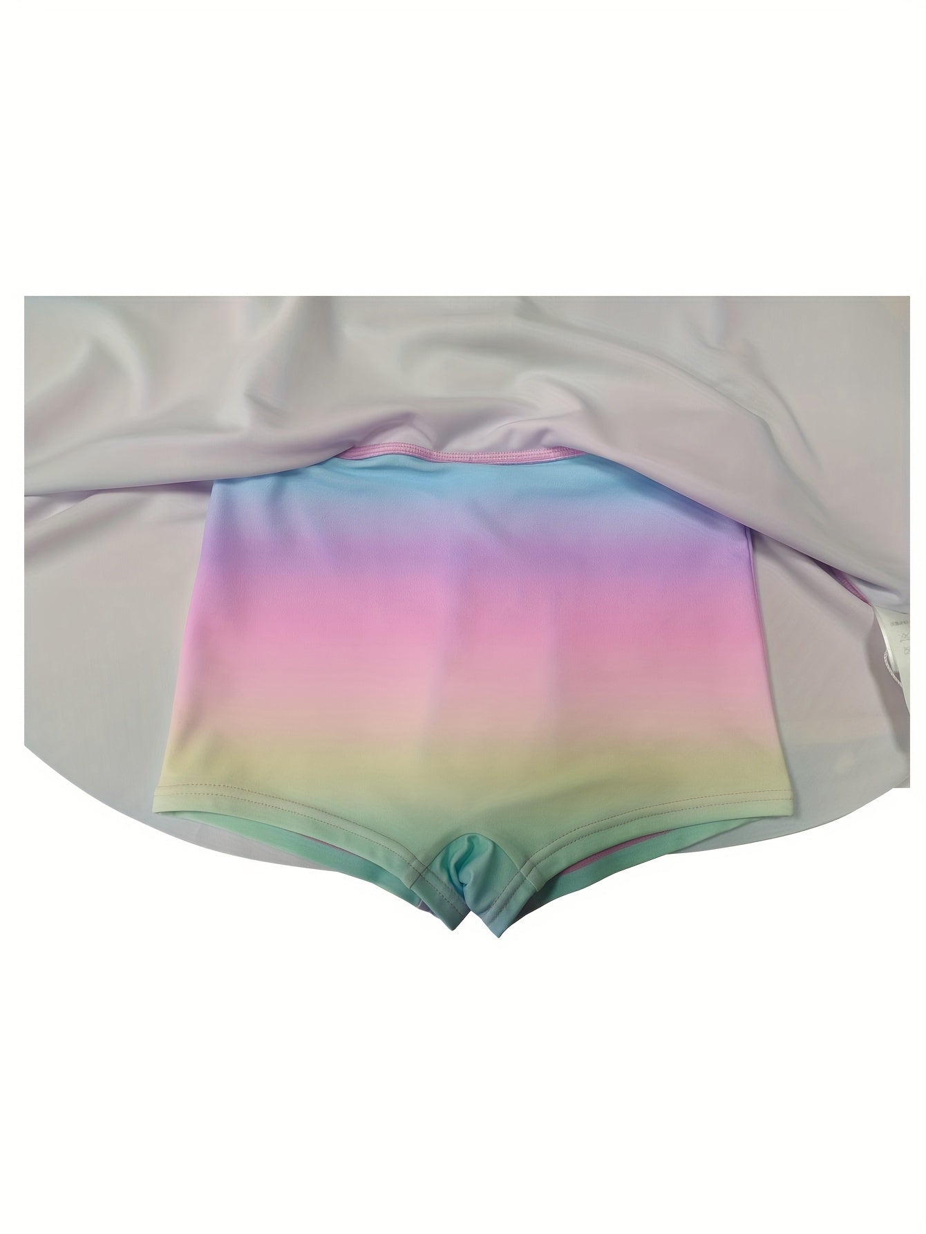 Girls Gradient Short Sleeve Half Zip Swimwear Comfy Bathing Suit
