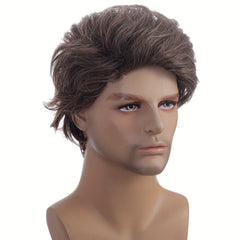 Men's Brown Short Curly Hair Wig for Daily Wear & Parties