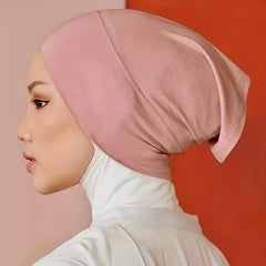 Soft Inner Hijab Hat Women Turban Cap Solid Head Wraps Breathable Underscarf