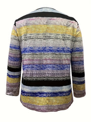  Striped Long Sleeve Open Front Cardigan