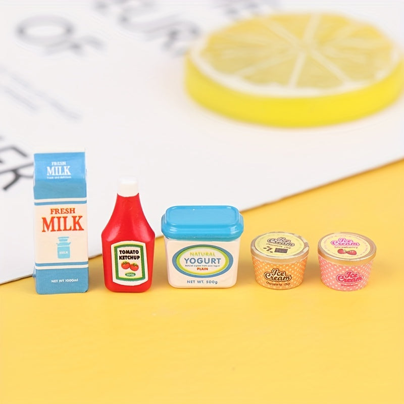 Dollhouse Food Set Tomato Sauce & Iced Yogurt Paper Toy Model