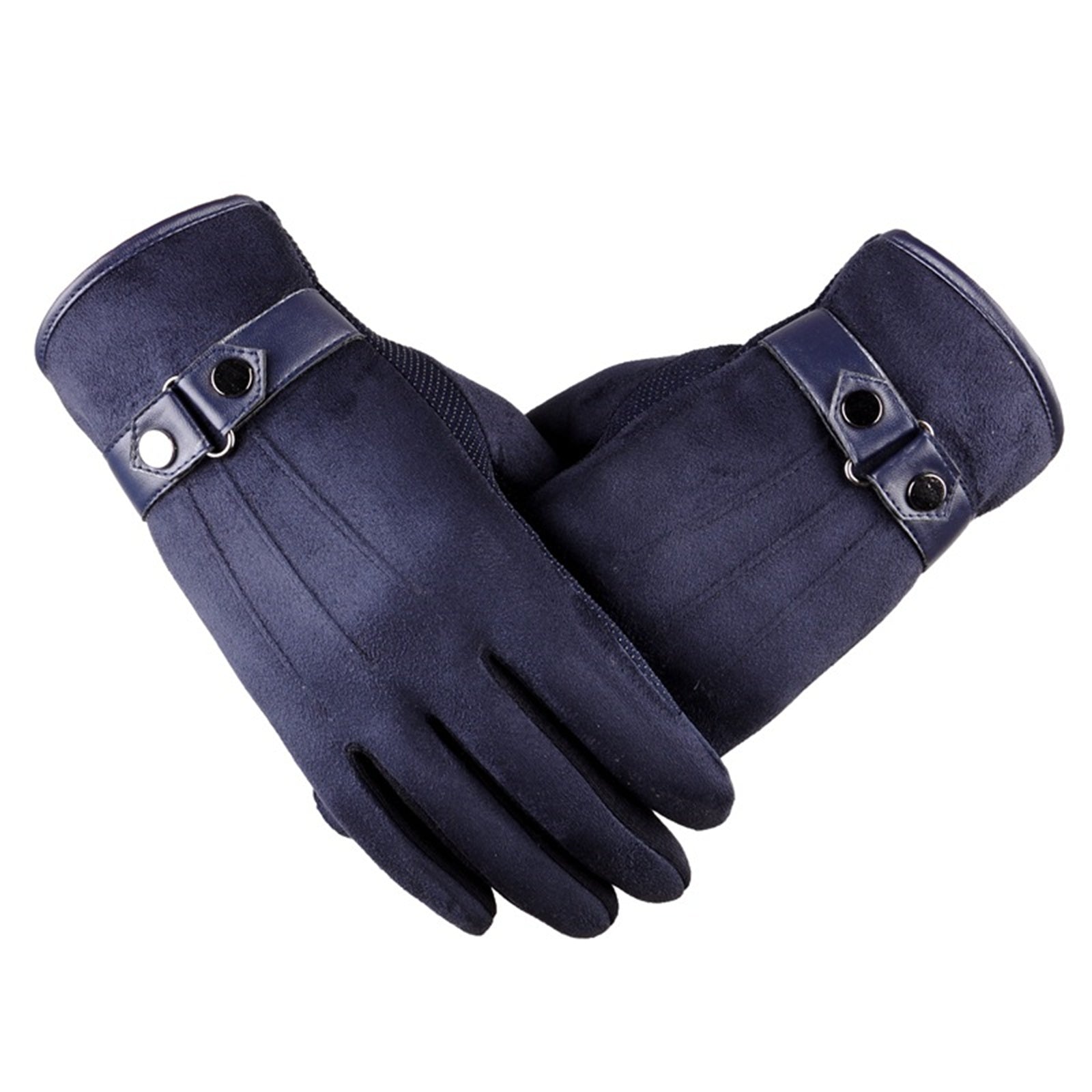 Men's Warm Wool Lined Leather Gloves Touch Screen Outdoor Driving
