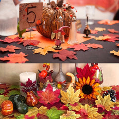 50pcs Artificial Maple Leaves for Fall Decorations Thanksgiving Weddings Parties