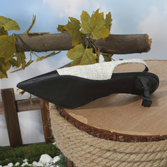 Women's Cap Toe Kitten Heels Slingback Sandals