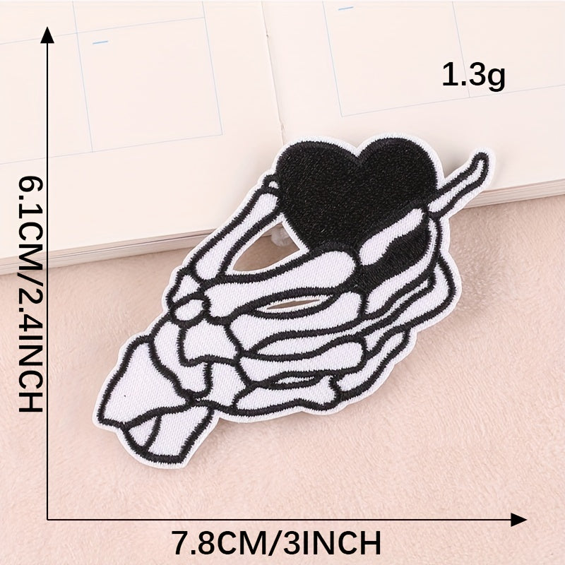 6pcs Skull Ghost Head Butterfly Cloth Label Clothing Patch Embroidery Patches