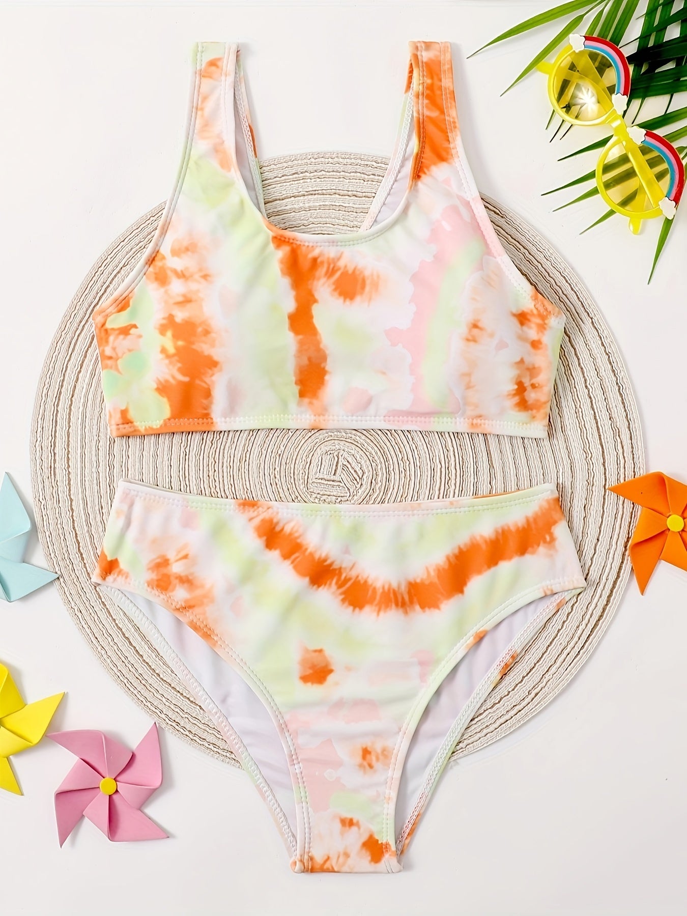 Girls Tie Dye 2pcs Bikini Set & Bathing Suit for Beach Vacation Gift
