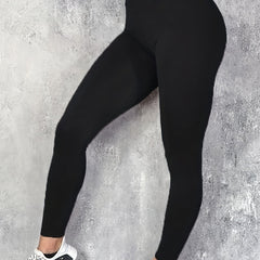  Women's High Waist Yoga Leggings, Letter Print Slim Fit