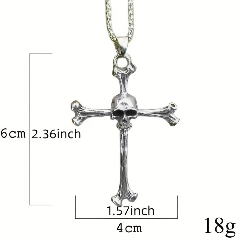 Men's Skull Pendant Cross Necklace Hip Hop Style Jewelry Gift