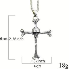 Men's Skull Pendant Cross Necklace Hip Hop Style Jewelry Gift
