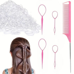 2000pcs Hair Accessories Tool Set for Girls with Rattail Comb & Rubber Bands