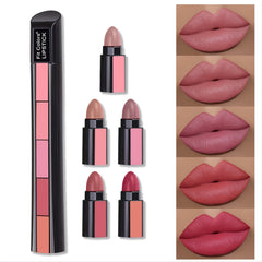 5 in 1 Sexy Red Lipstick Strip Matte Velvet Texture Lip Gloss Set