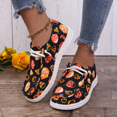 Halloween Pumpkin Pattern Flat Shoes Horror Style Sport Shoes