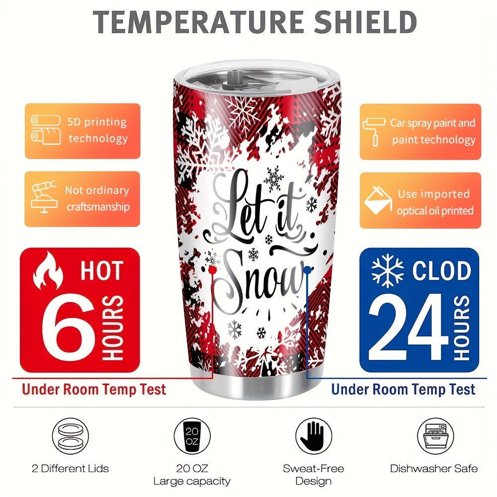 Christmas Printed Stainless Steel Water Cup 590ml Double Layer Vacuum Bottle