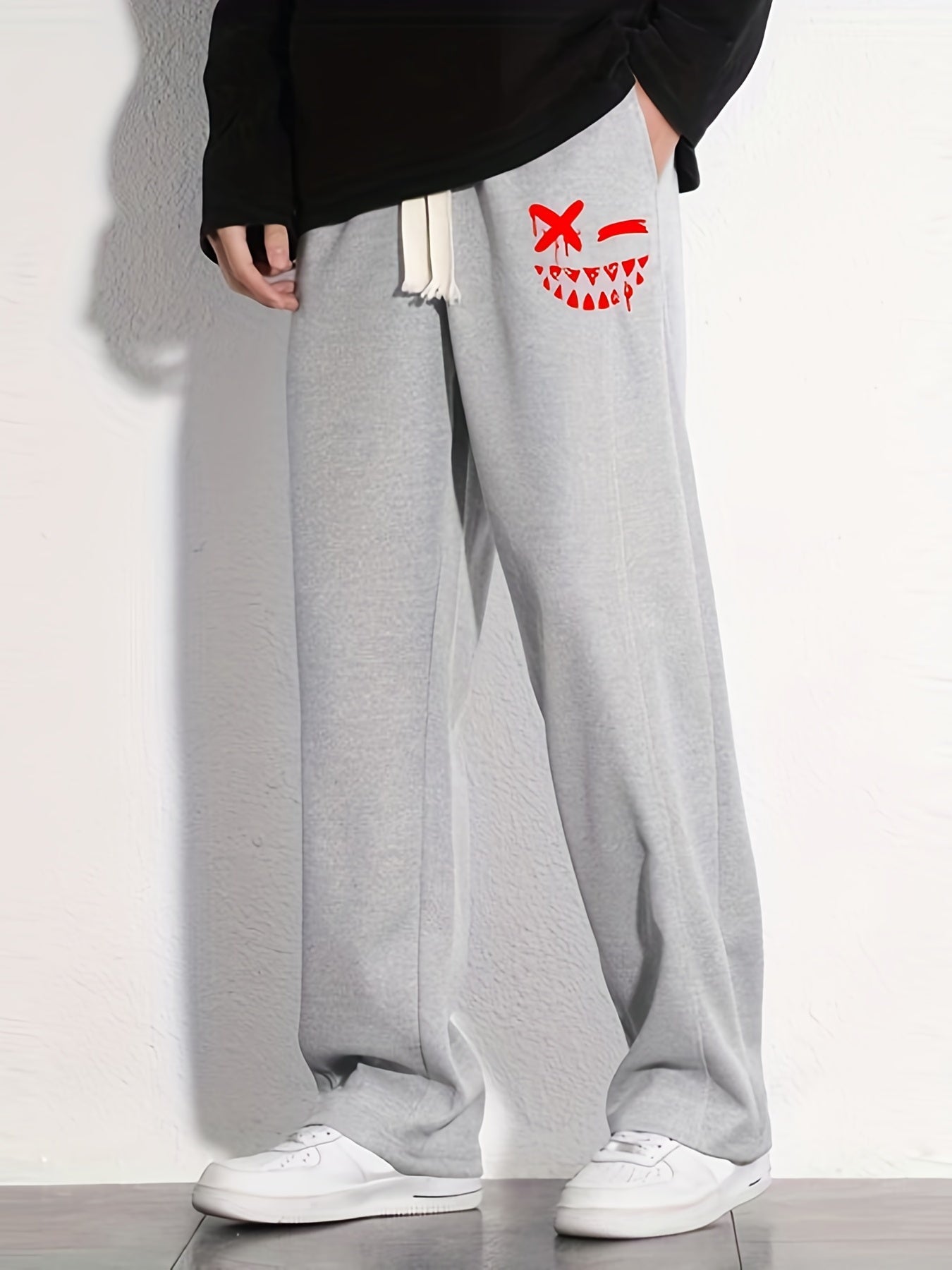 Men's Loose Fit Mopping Pants Casual Drawstring Joggers