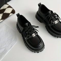 Women's Lace Up Platform Oxford Chunky Heel Shoes
