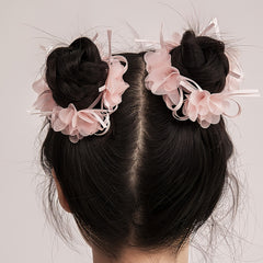 2pcs Girls Flowers Hair Tie Ponytail Holders