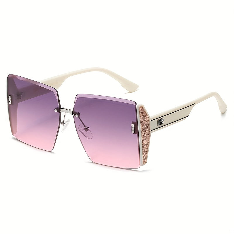 Men's Rimless Sunglasses Large Frame Sunglasses for Street Photography