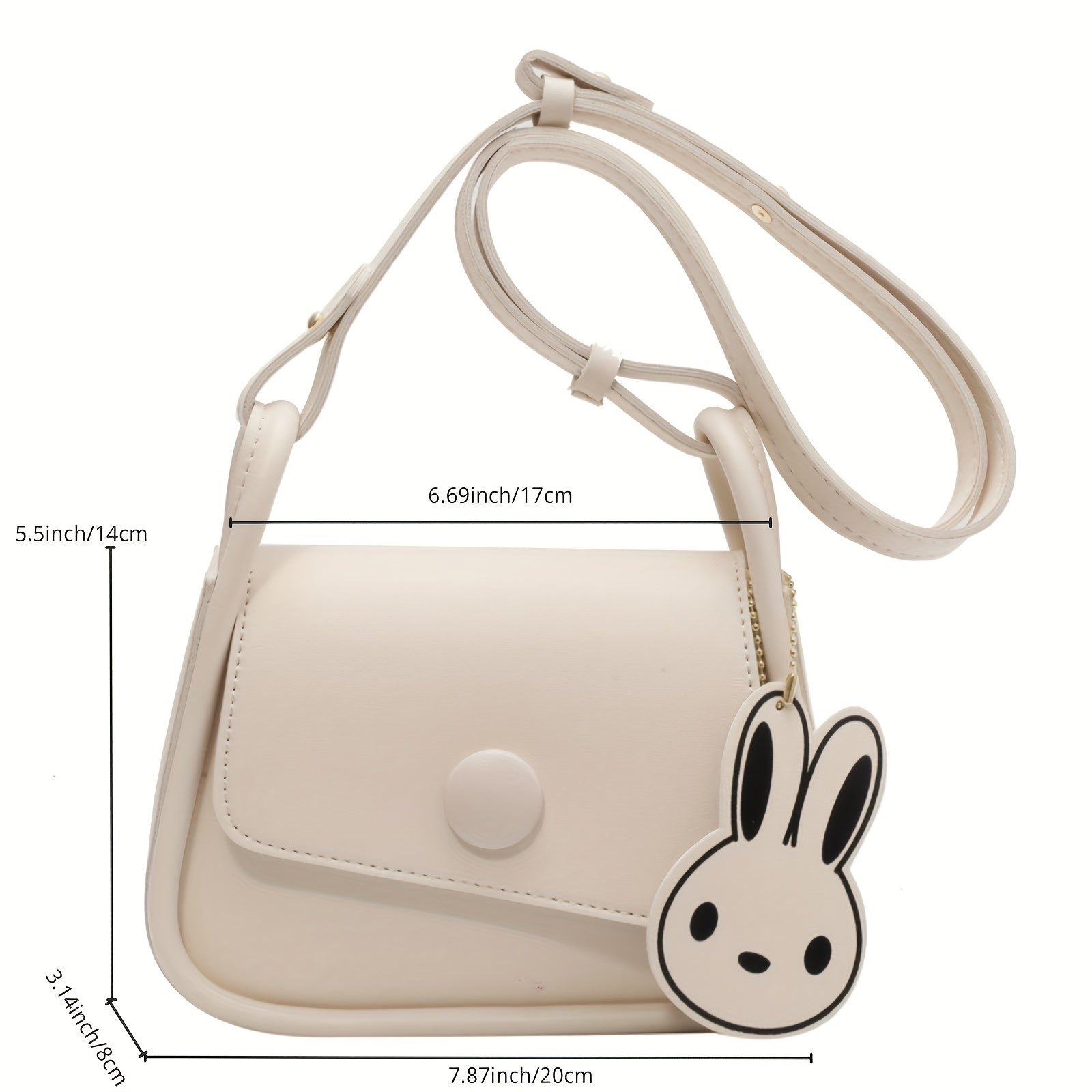 Colorblock Shoulder Bag Mini Flap Purse With Bunny Pendant