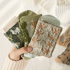 Floral Print Socks Women's Stockings 5 Pack