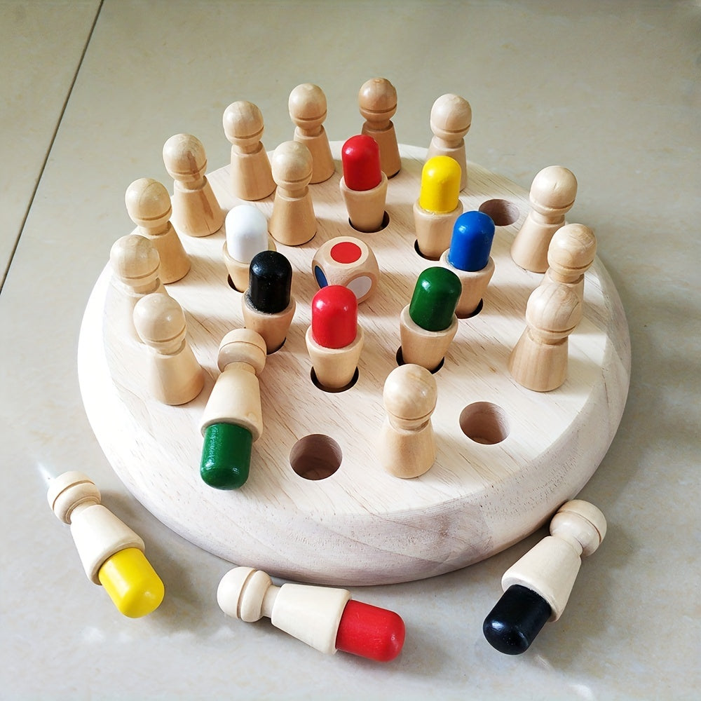 Wooden Memory Chess Montessori Games Match Puzzle Board Kids Educational Toy