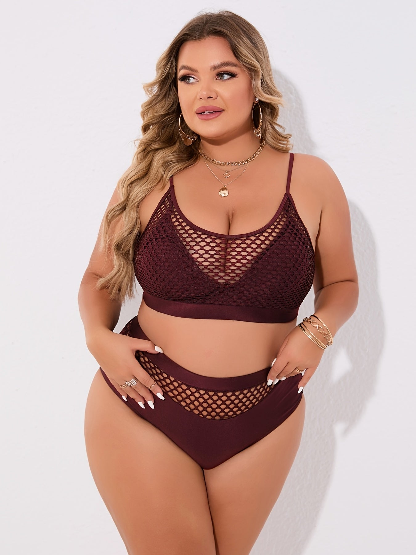  Fishnet Bikini Set High Stretch Two Piece Swimsuit