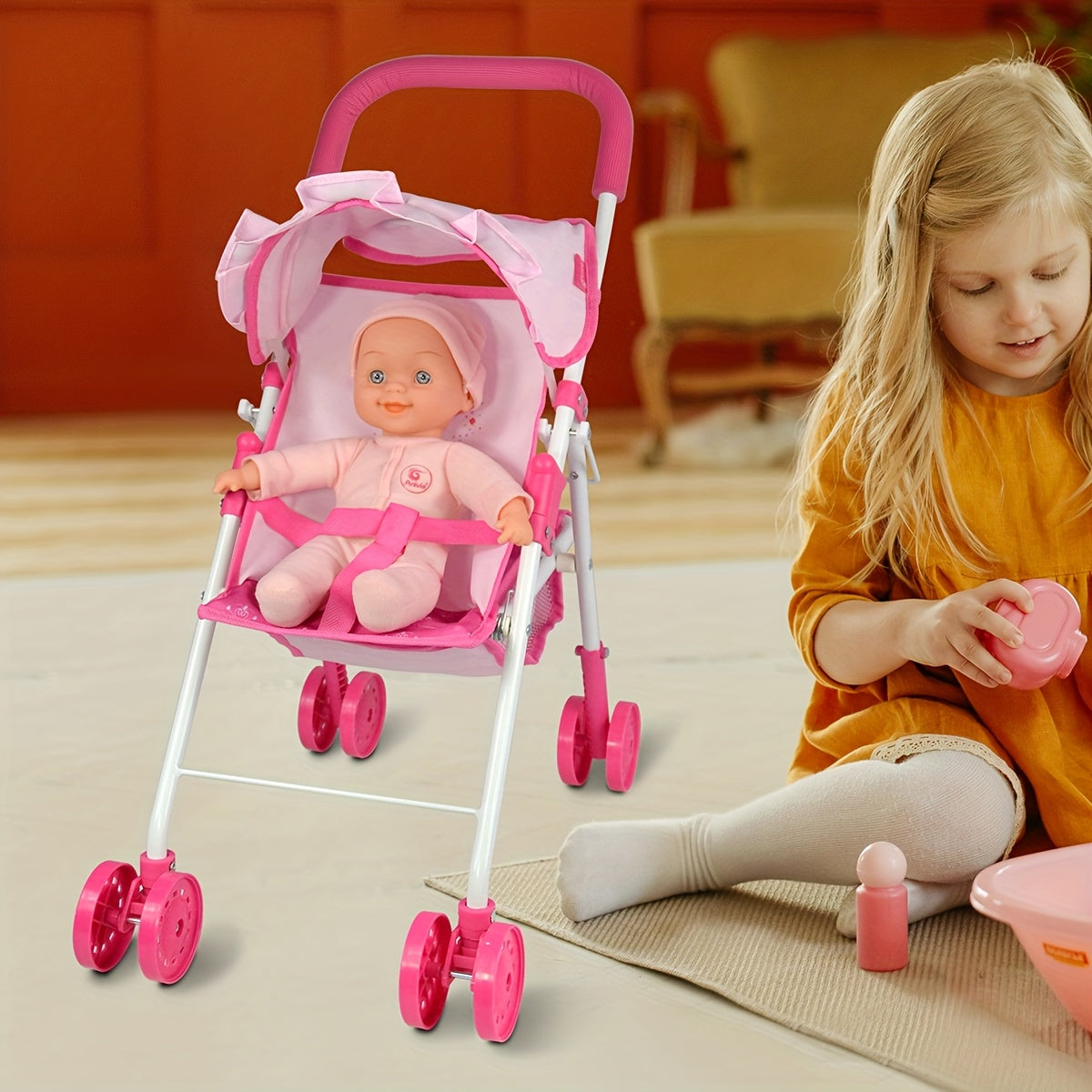 Adorable Adventure Anivia Pink Doll Stroller with Soft Body