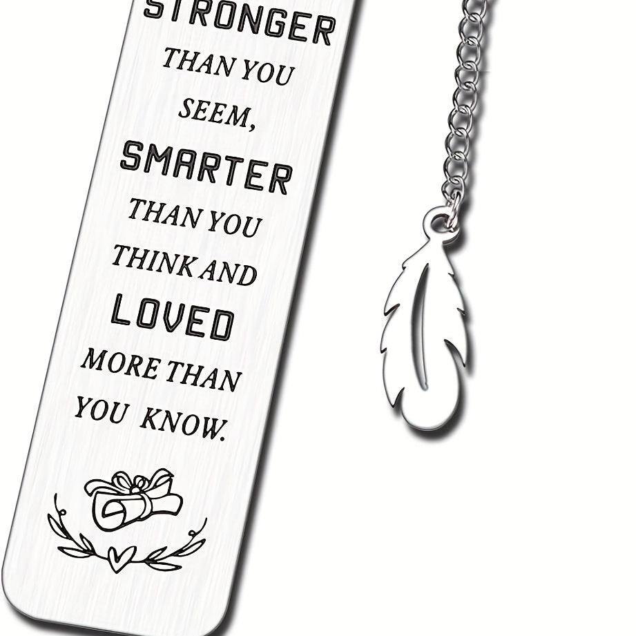Stainless Steel Engraved Slogan Bookmark - You Are Braver Stronger Smarter Loved