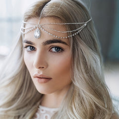 Crystal Rhinestone Water Drop Forehead Chain Headdress